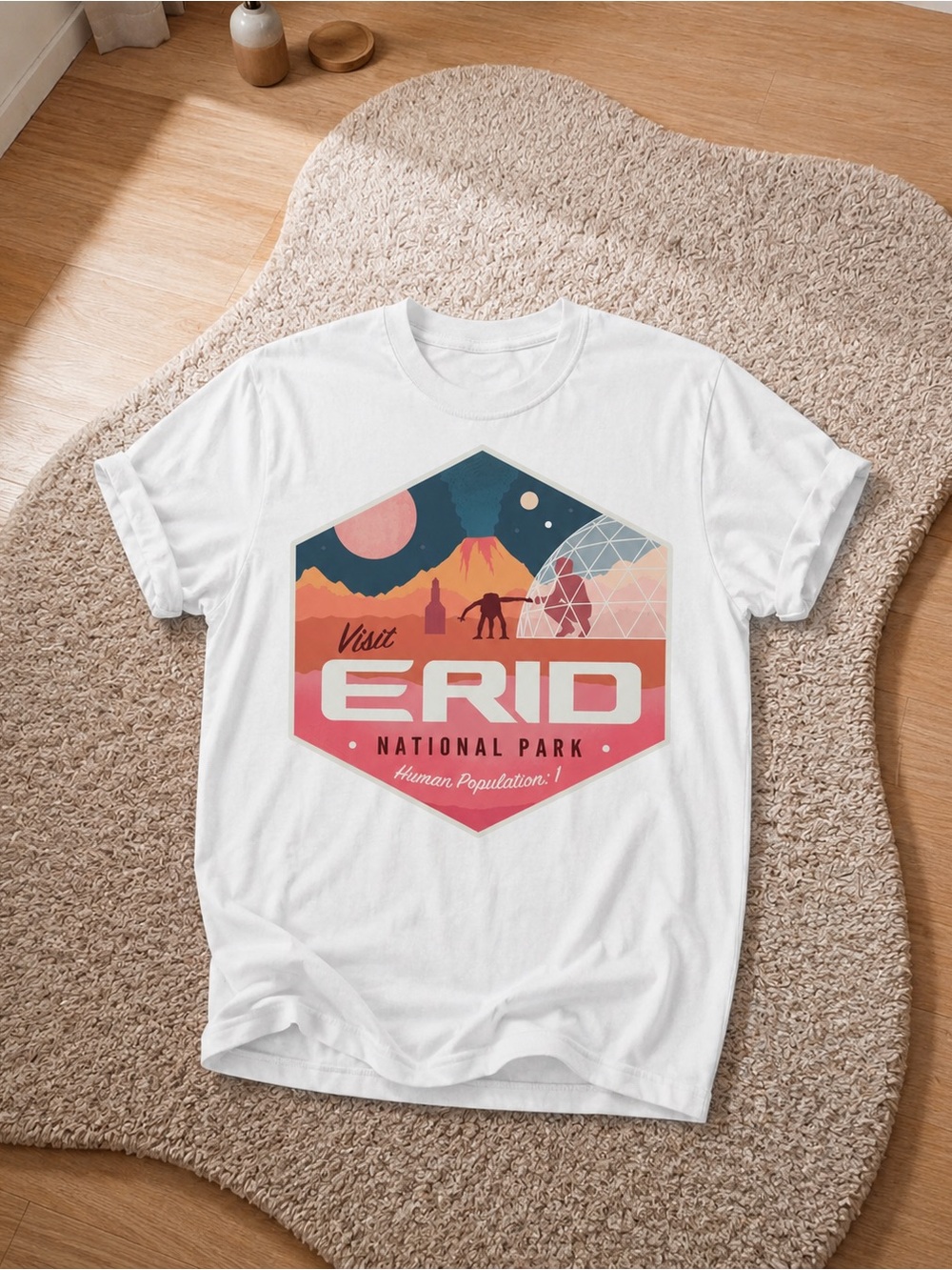 Visit Erid National Park Shirt, Sci-Fi Space Graphic Tee - White Unisex